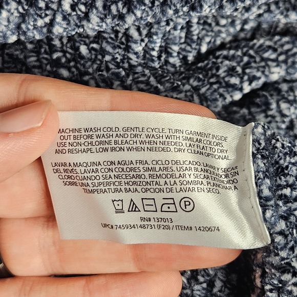 Orvis Sweater Womens XL Blue Chenille V-Neck Ribbed Hem Comfort Soft Outdoor - Picture 9 of 10